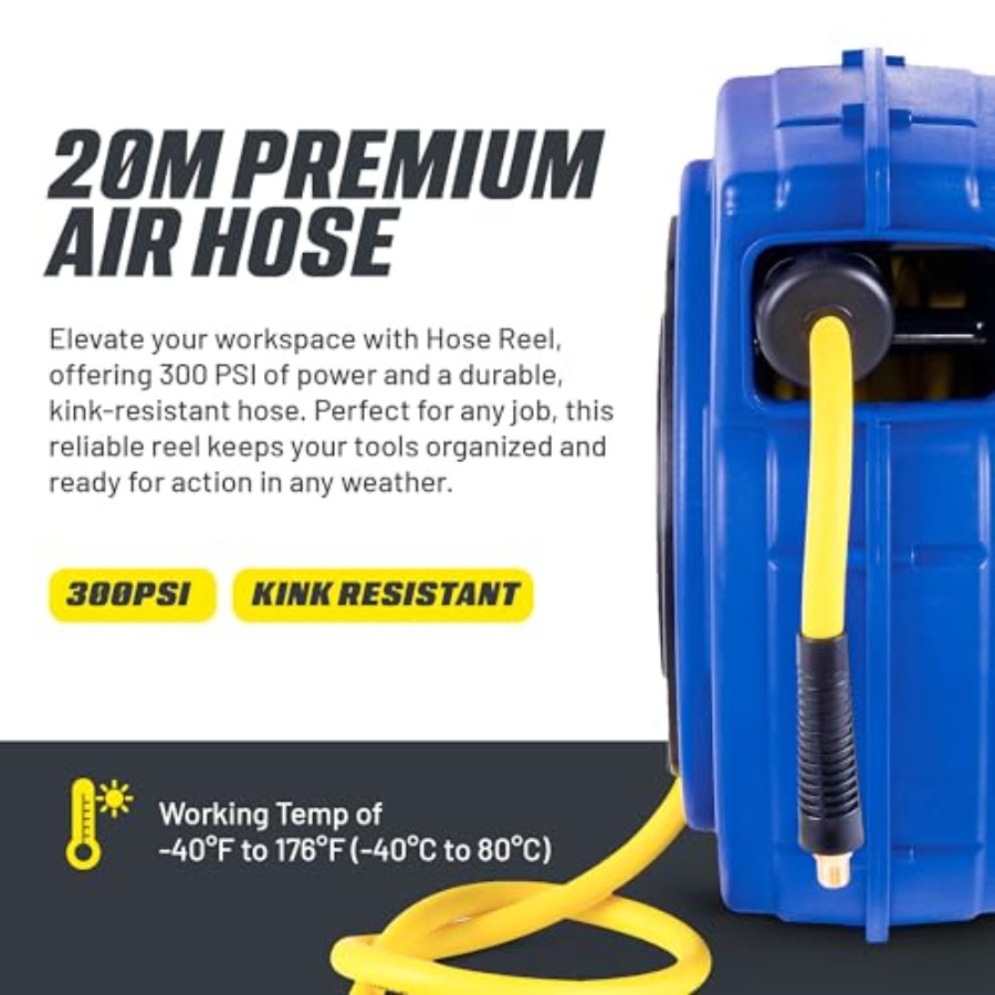 Retractable Air Hose Reel 3/8  - Reel Handle 리뷰 및 가격